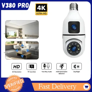 Wifi Dual Lens Camera 1080P Night Vision Bulb 360° Indoor Wireless IP Camera Baby Monitor V380 CCTV Security Protection