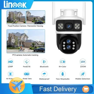V380 Pro, 12MP, 10x Optical Zoom, 4G SIM Card, Wireless WIFI CCTV, IP Security Camera, Waterproof Outdoor Surveillance, Pan-Tilt 360 Motion Detection, Color Night Vision,