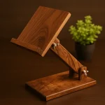 wood adjustable table mobile stand