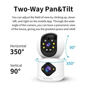 Security CCTV Camera Video Surveillance Indoor V380 PRO Smart PTZ Home Dual Lens Full Color Network IP Camera H.265 Support