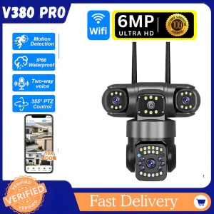 PTZ WIFI OUTDOOR DURAL LENS 2MP+2MP 4MP IN TOTAL DURAL IR LED COLORVU NIGHT VISION APP V380 PRO
