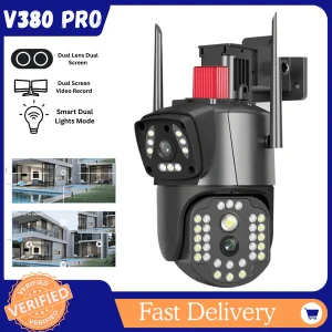 V380 PRO Three Lens WiFi IP Camera HD 2MP+2MP+2MP Outdoor Waterproof Two Way Intercom Full Color Night Vision PTZ CCTV Security Camera