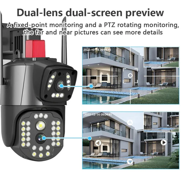 V380 PRO Three Lens WiFi IP Camera HD 2MP+2MP+2MP Outdoor Waterproof Two Way Intercom Full Color Night Vision PTZ CCTV Security Camera