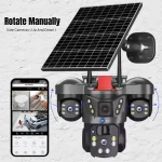 4G Solar Triple Lens 5MP Outdoor CCTV Camera | 3-Screen View | Manual Side Rotation| Auto Tracking | Human Detection | Color Night Vision | Two-Way Audio | Multi-User Access