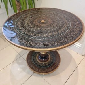 18 inch Handpainted Round wooden table, coffee, bedside, console, corner, dining
